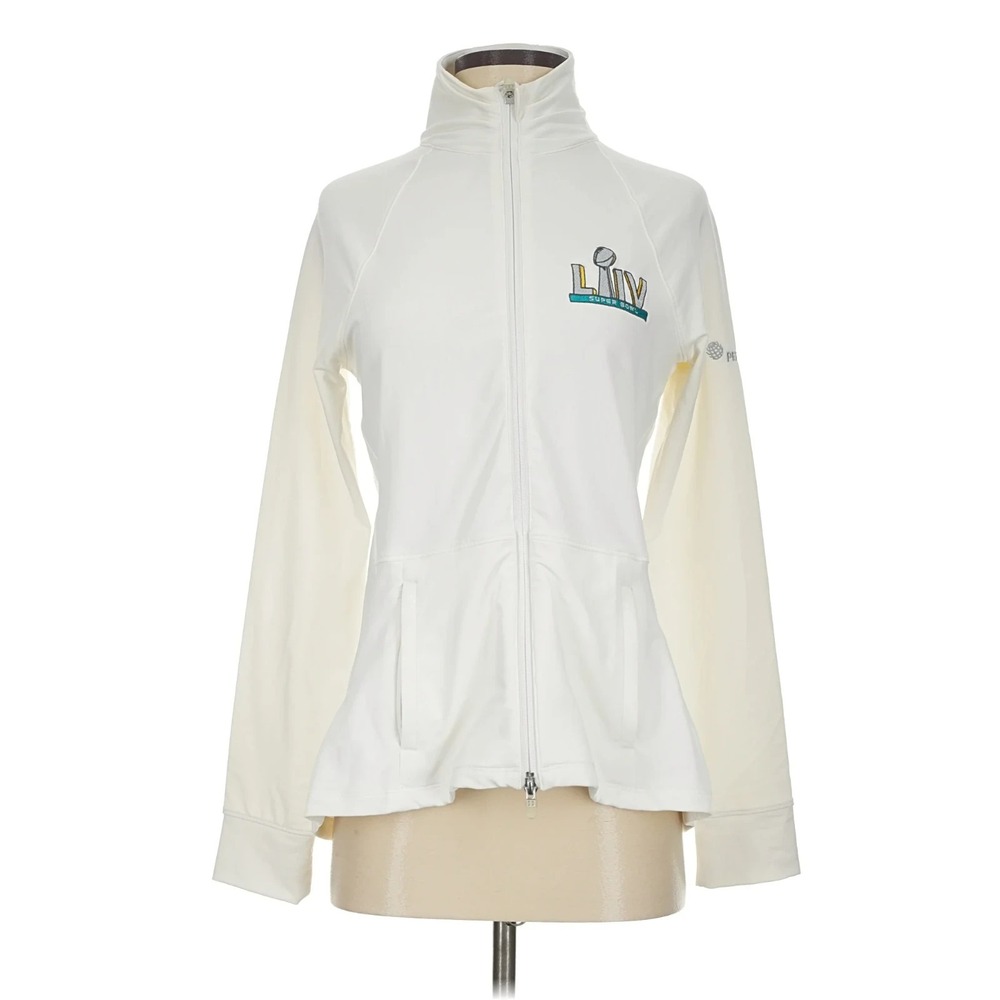 Peter Millar Super Bowl LIV White Women's Full Zip Performance Golf Jacket - S